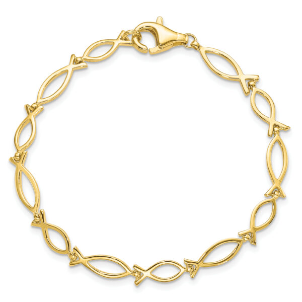 10k Solid Polished Religious Ichthus Fish Bracelet - Image 3