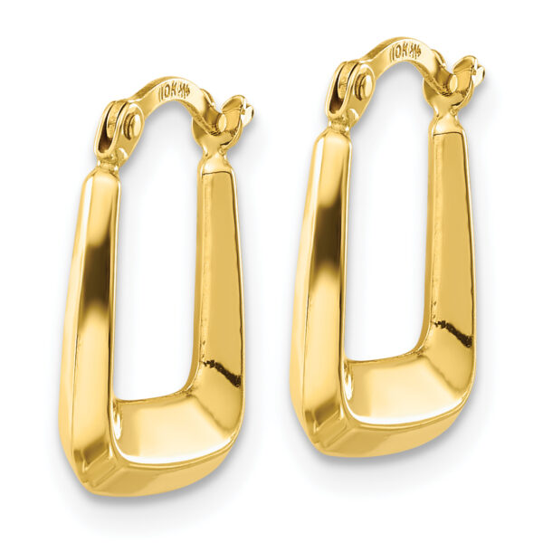 10K Hollow Squared Hollow Hoop Earrings - Image 2