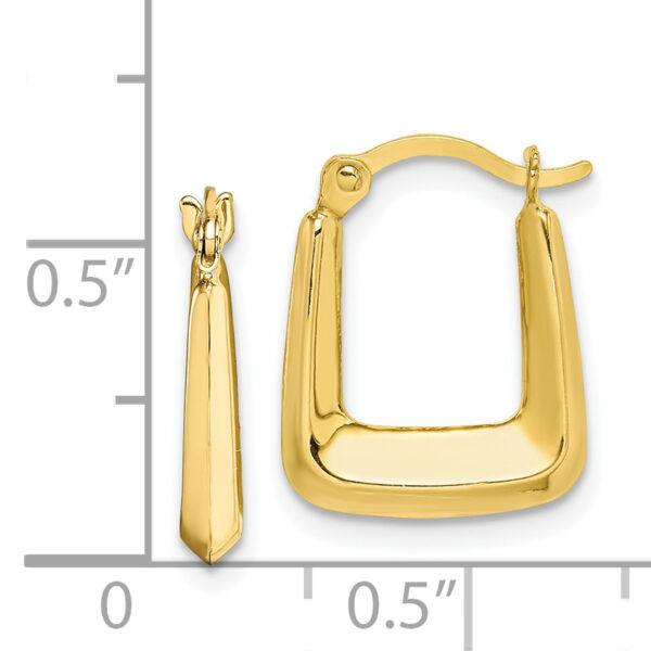 10K Hollow Squared Hollow Hoop Earrings - Image 3