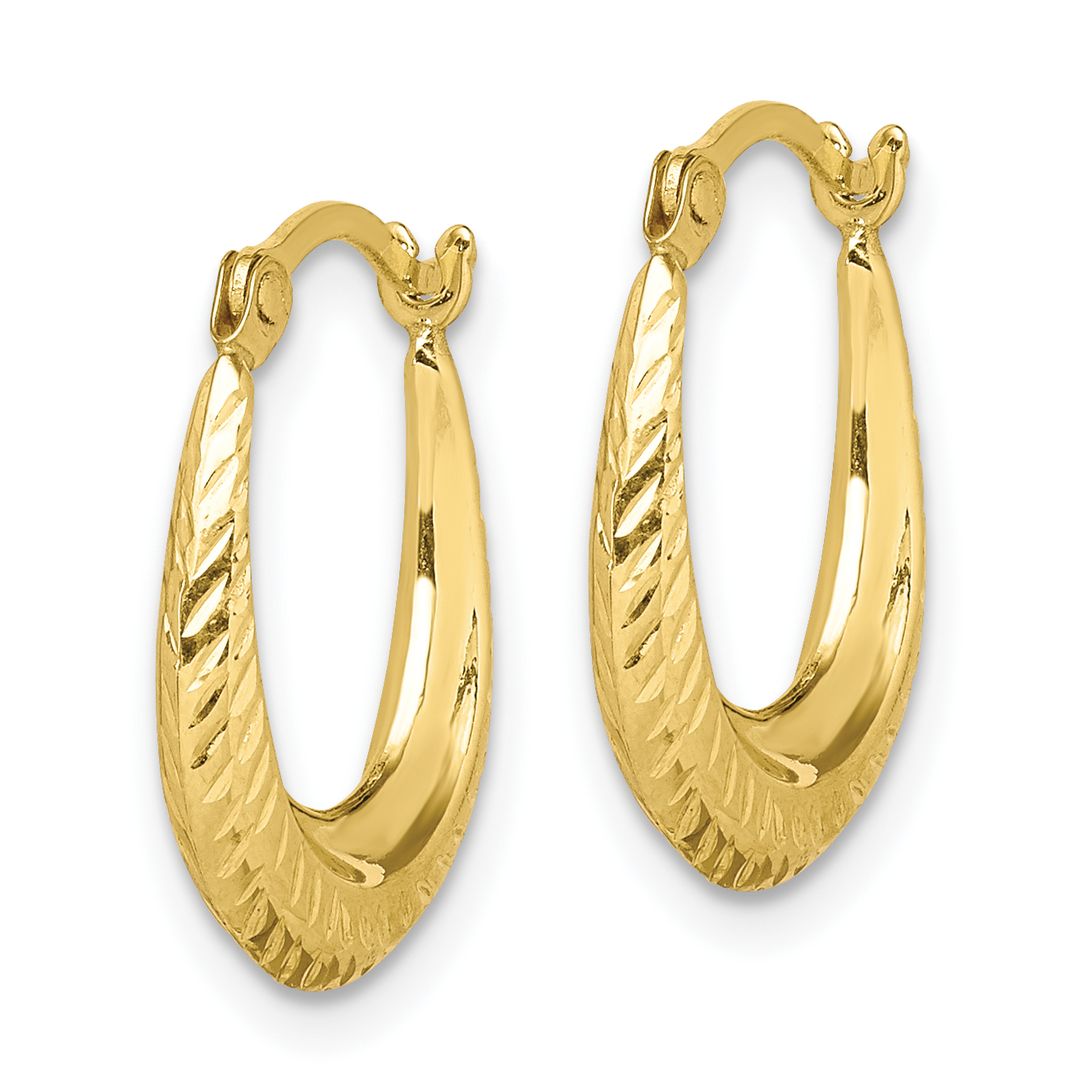 10K Textured Hollow Hoop Earrings - Image 2