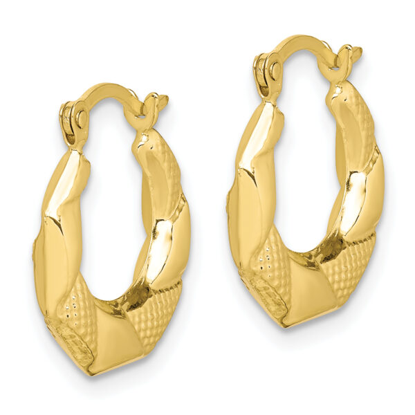 10k Scalloped Textured Hollow Hoop Earrings - Image 2