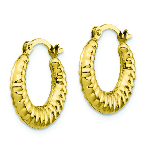 10K Scalloped Hollow Hoop Earrings - Image 2