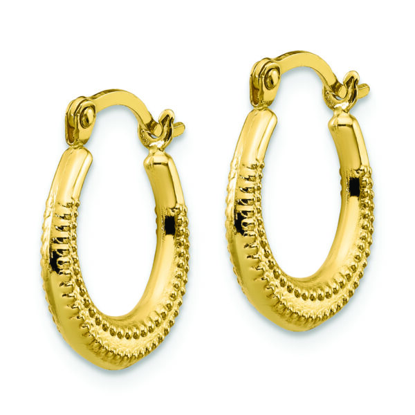 10K Scalloped Textured Hollow Hoop Earrings - Image 2