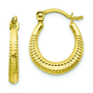10K Scalloped Textured Hollow Hoop Earrings