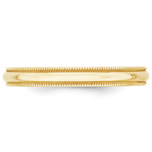 10KY 3mm LTW Milgrain Half Round Band Size 4 - Image 3