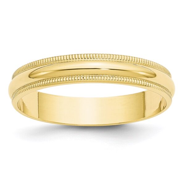 10KY 4mm LTW Milgrain Half Round Band Size 12.5