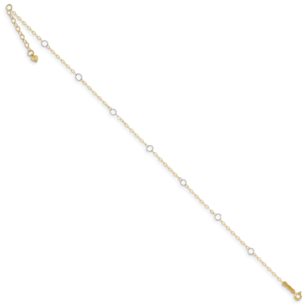 14k Two-Tone Circle 9in Plus 1in ext  Anklet - Image 2
