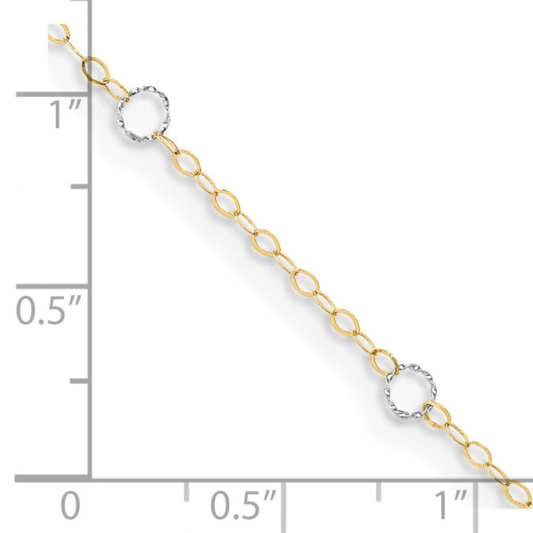 14k Two-Tone Circle 9in Plus 1in ext  Anklet - Image 3