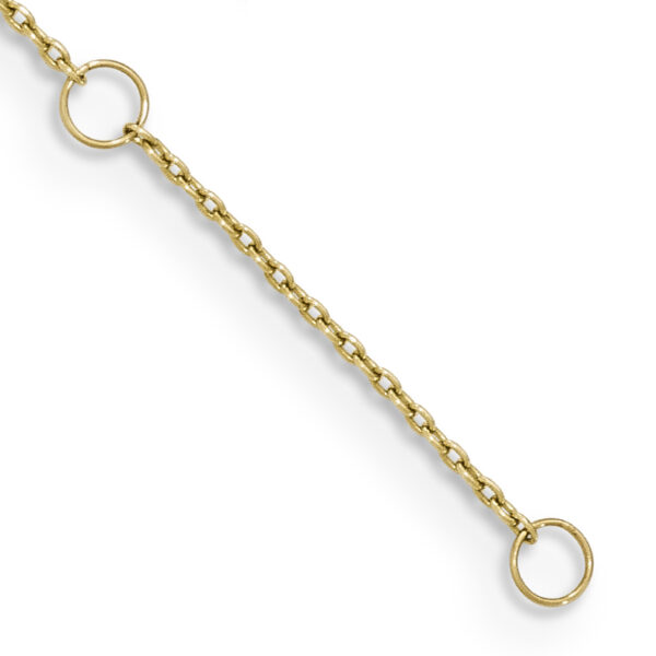 14K Textured and Polished Heart 9in Plus 1in ext Anklet - Image 3
