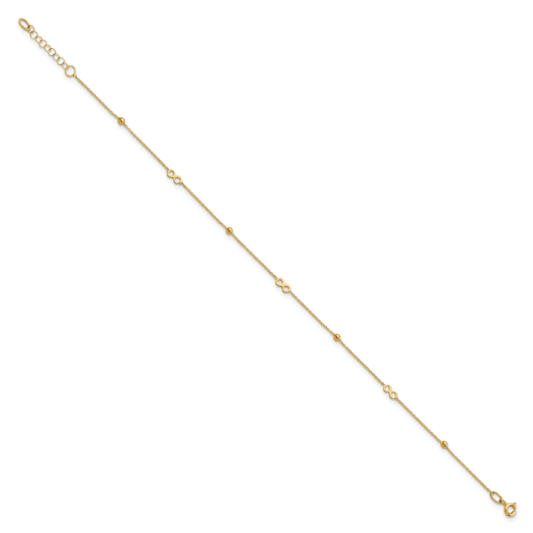 14K Polished Infinity 9in Plus 1in ext Anklet - Image 2