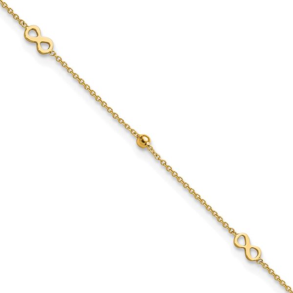 14K Polished Infinity 9in Plus 1in ext Anklet