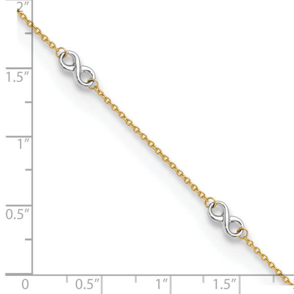 14K Two-tone Polished Infinity 9in Plus 1 in ext. Anklet - Image 3