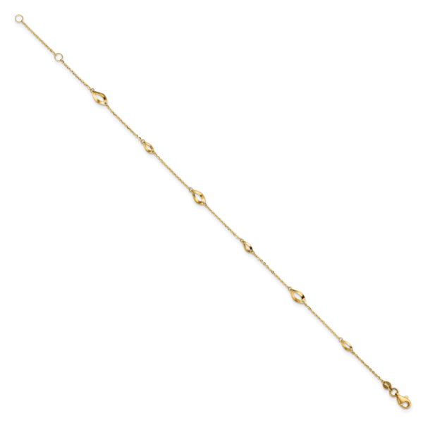 14k 6-Station Oval Link 9in Plus 1in Ext Anklet - Image 2