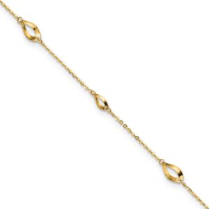 14k 6-Station Oval Link 9in Plus 1in Ext Anklet