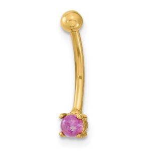 14K 16 Gauge with Pink CZ Eyebrow Ring Body Jewelry