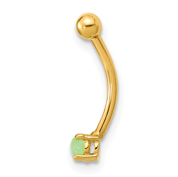 14K 16 Gauge with Green CZ Eyebrow Ring Body Jewelry - Image 2