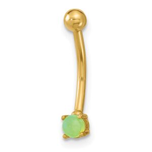 14K 16 Gauge with Green CZ Eyebrow Ring Body Jewelry