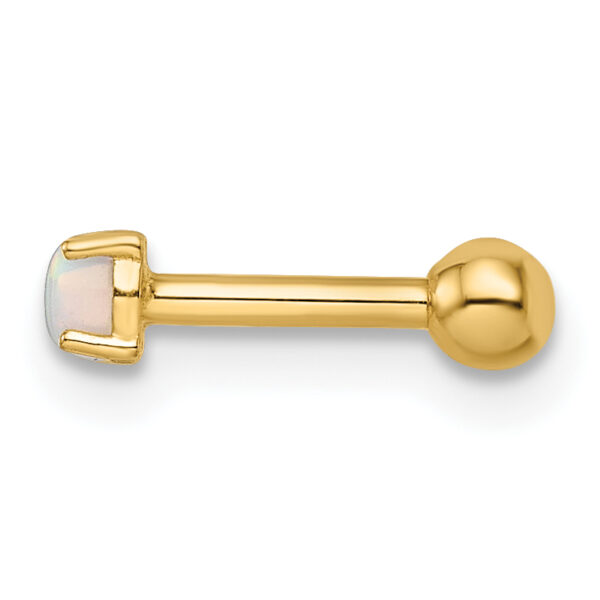 14k 16 Gauge Created Opal Labret Stud - Image 2
