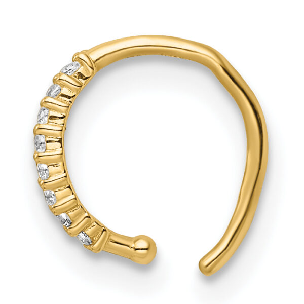 14k 18 Gauge Double Row Beaded & CZ Nose Ring / Ear Cuff - Image 2