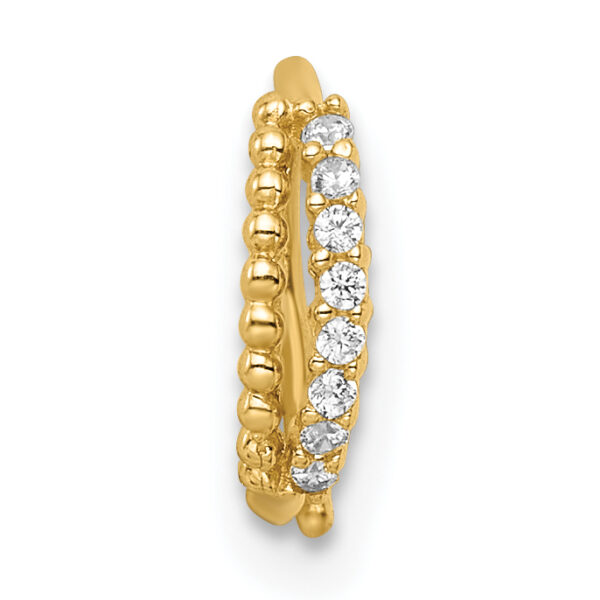 14k 18 Gauge Double Row Beaded & CZ Nose Ring / Ear Cuff - Image 3