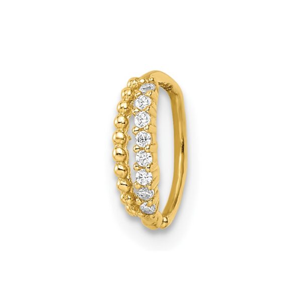 14k 18 Gauge Double Row Beaded & CZ Nose Ring / Ear Cuff
