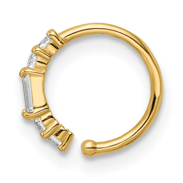 14k 20 Gauge CZ Nose Ring / Ear Cuff - Image 2