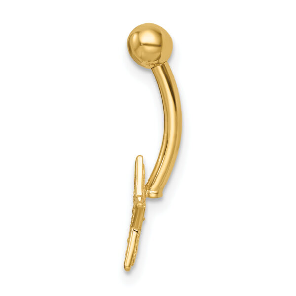 14k 14 Gauge Polished CZ Star Belly Ring - Image 2