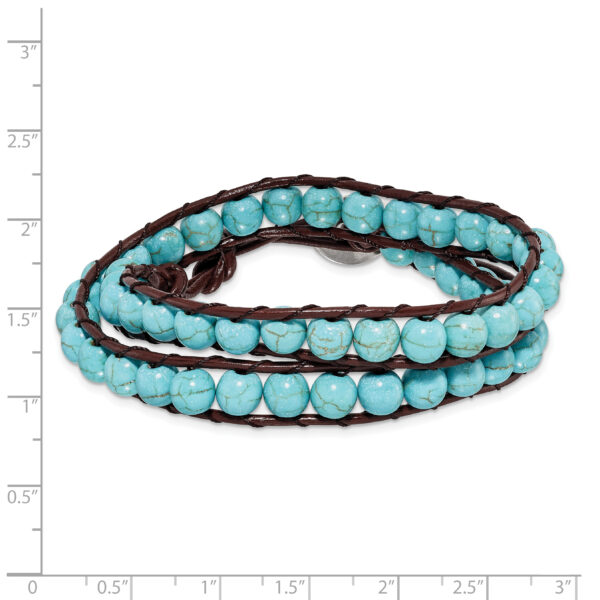 6mm Dyed Turquoise Leather Cord Multi Wrap Bracelet - Image 2