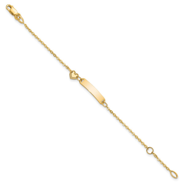 14K Polished ID with Heart Childrens Bracelet - Image 2