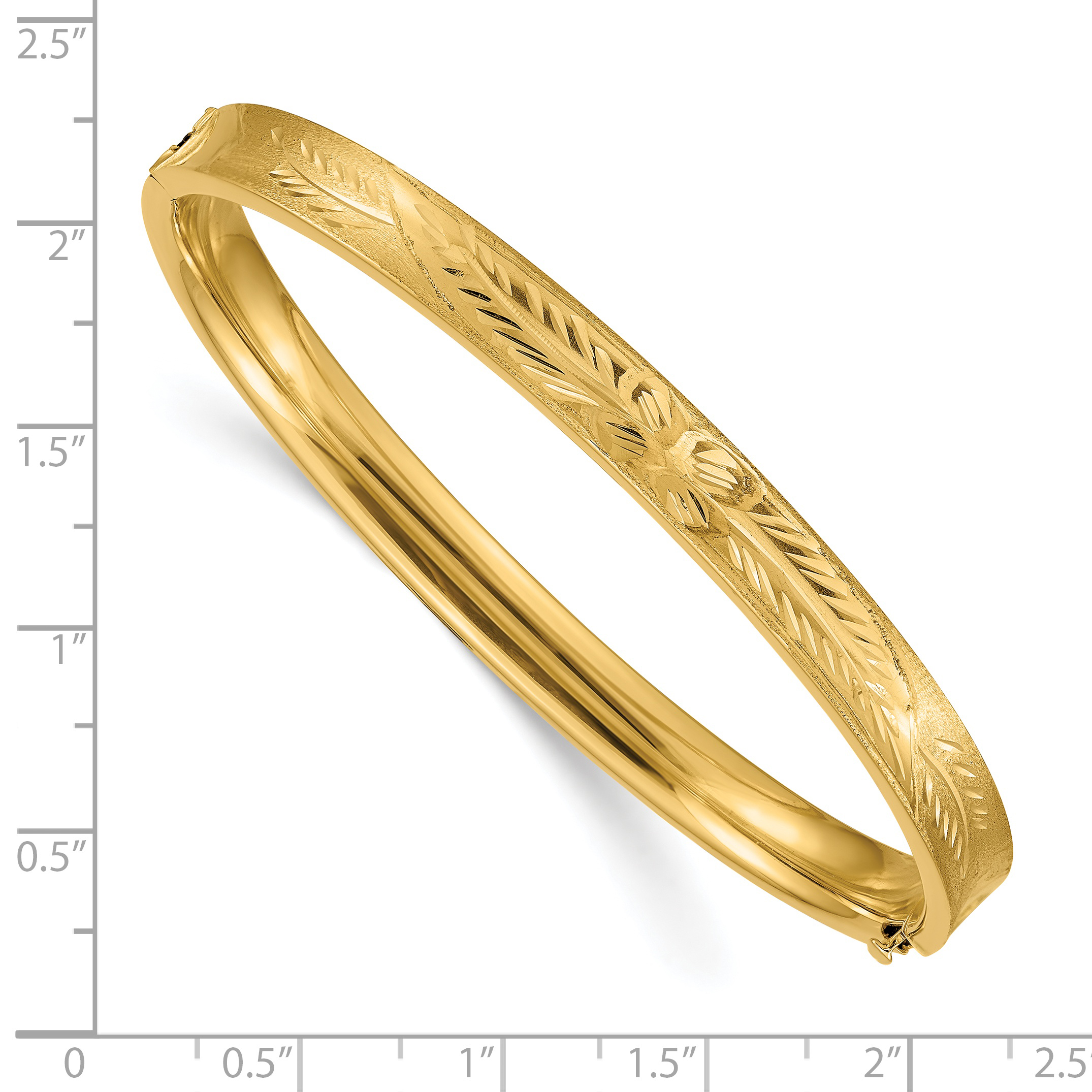14k 4/16 Diamond-cut Concave Hinged Bangle Bracelet - Image 3