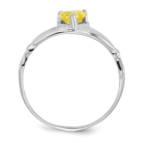14k White Gold CZ November Birthstone Claddagh Heart Ring - Image 2