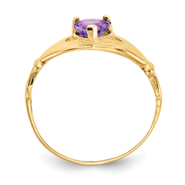 14k CZ February Birthstone Claddagh Heart Ring - Image 2