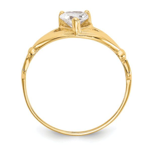 14k CZ April Birthstone Claddagh Heart Ring - Image 2