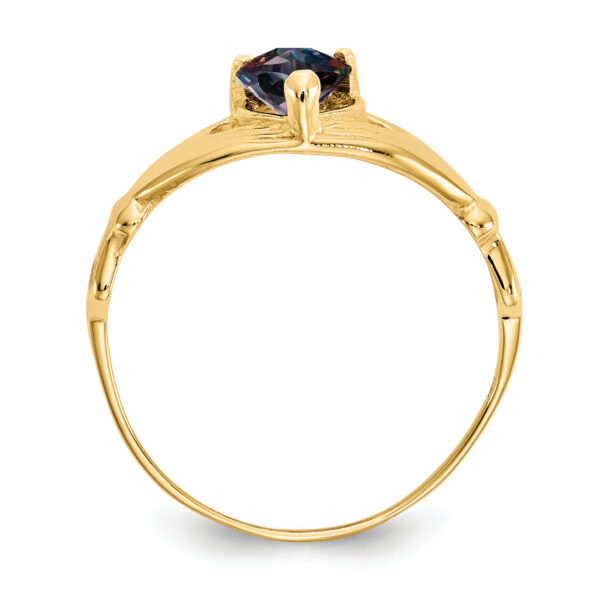 14k CZ June Birthstone Claddagh Heart Ring - Image 2