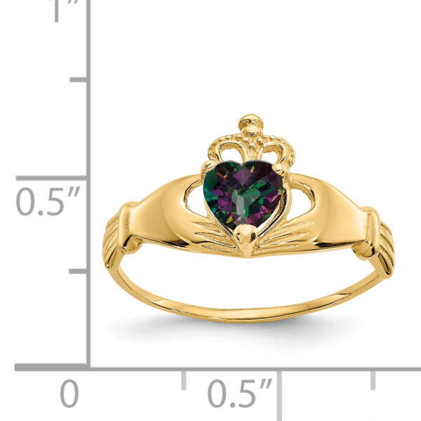 14k CZ June Birthstone Claddagh Heart Ring - Image 3