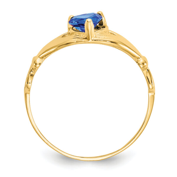 14k CZ September Birthstone Claddagh Heart Ring - Image 2