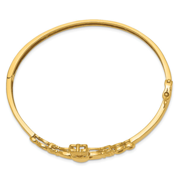 14k 4mm Diamond-cut Claddagh Hinged Bangle Bracelet - Image 2