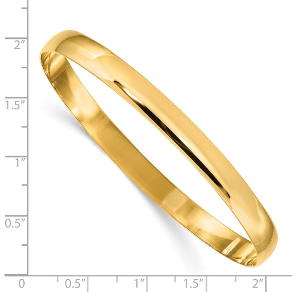 14k 6mm Solid Polished Half-Round Slip-On Bangle - Image 3