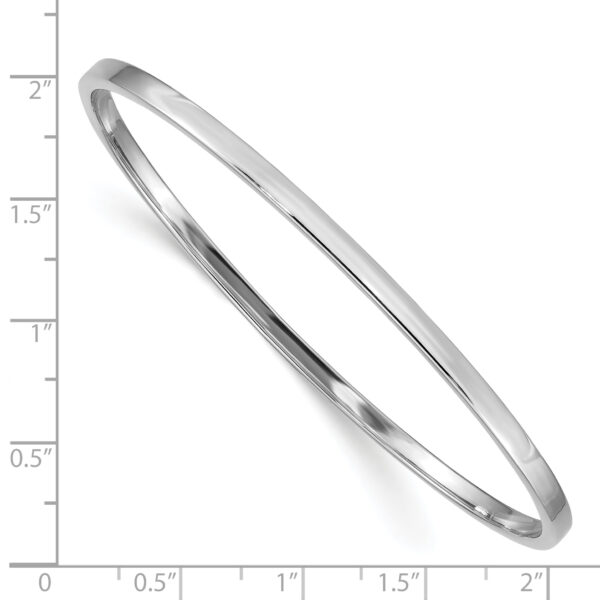 14k White Gold 3mm Polished Square Tube Slip-on Bangle - Image 3