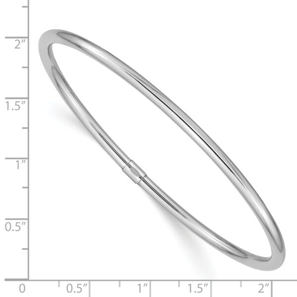 14k White Gold 3mm Polished Round Tube Slip-on Bangle - Image 3
