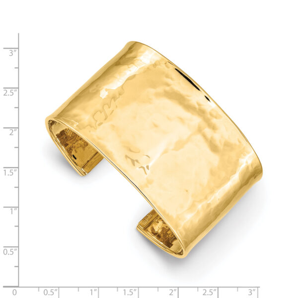 14k 37mm Hammered Polished Cuff Bangle - Image 3