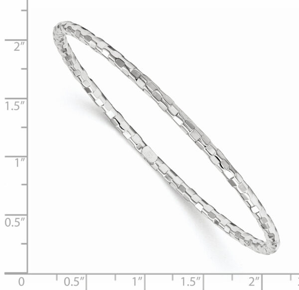 14k White Gold Textured Slip-on Bangle Bracelet - Image 2
