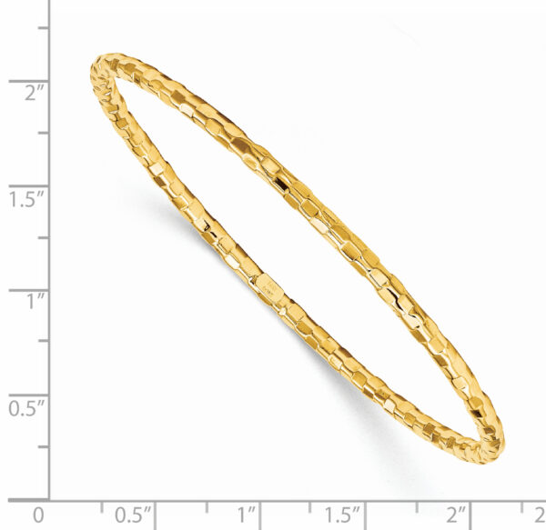 14k Polished Textured Slip-on Bangle Bracelet - Image 2