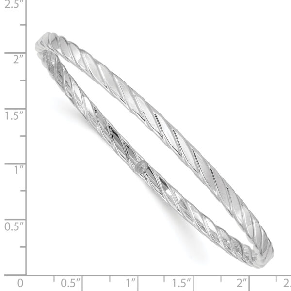 14K White Gold 4mm Textured Twist Slip-on Bangle - Image 2
