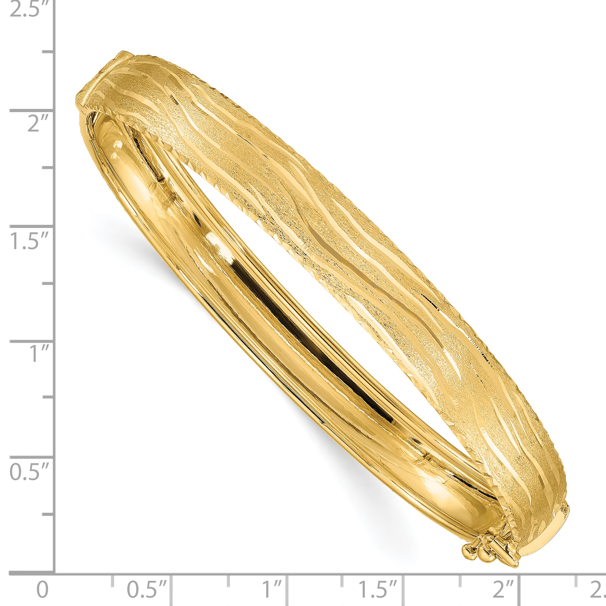 14k D/C Textured Hinged Bangle - Image 3