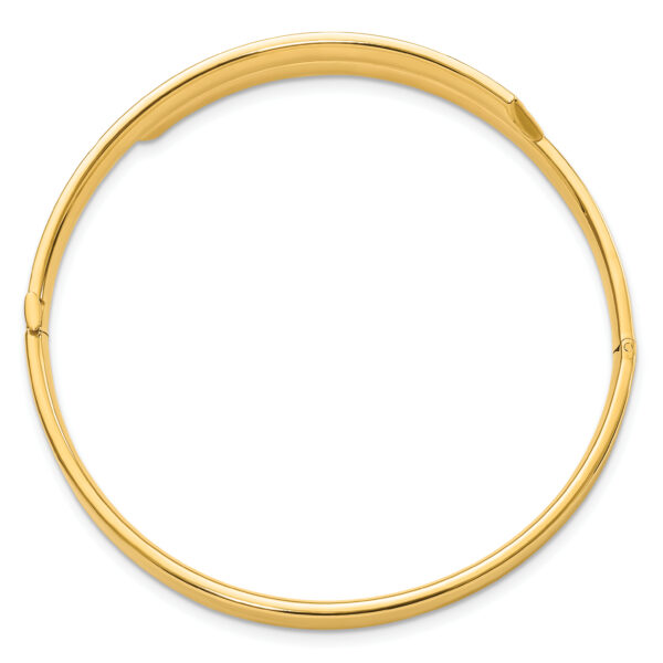 14ky 3/16 Polished & Diamond-cut Overlap Hinged Bangle - Image 2