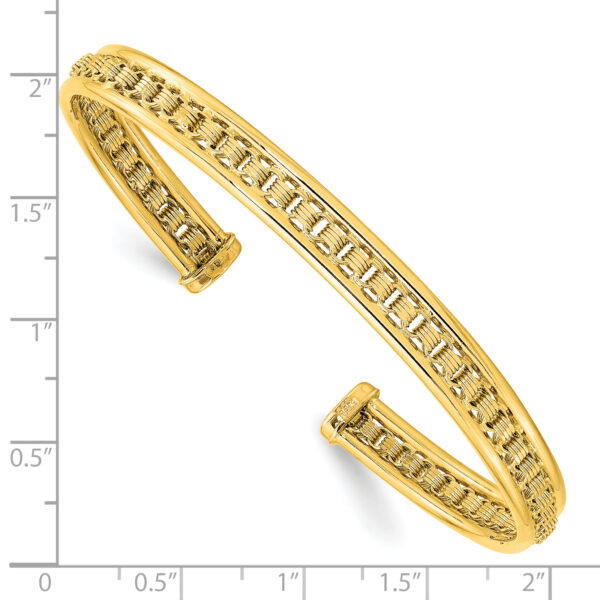 14K Polished & Textured Cuff Bangle - Image 3