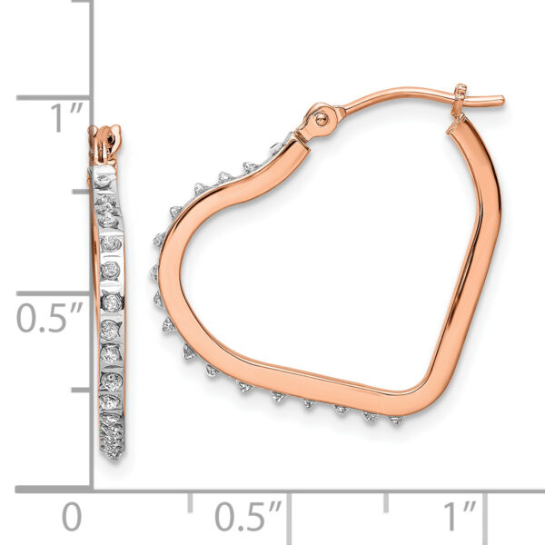 14k Rose Gold Diamond Fascination Heart Hoop Earrings - Image 2