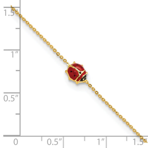 14k Polished Enameled Ladybug 6.5in w/.75in ext. Bracelet - Image 3