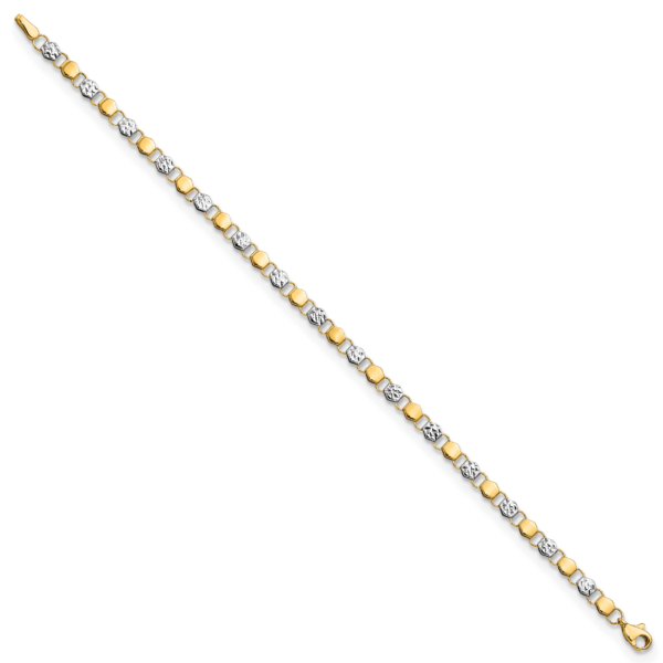 14K and White Rhodium D/C Fancy 7.5in Bracelet - Image 2